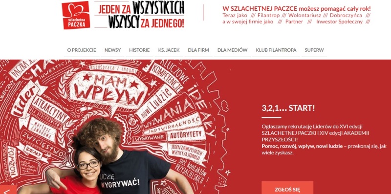 Fragment strony www Szlachetnej Paczki