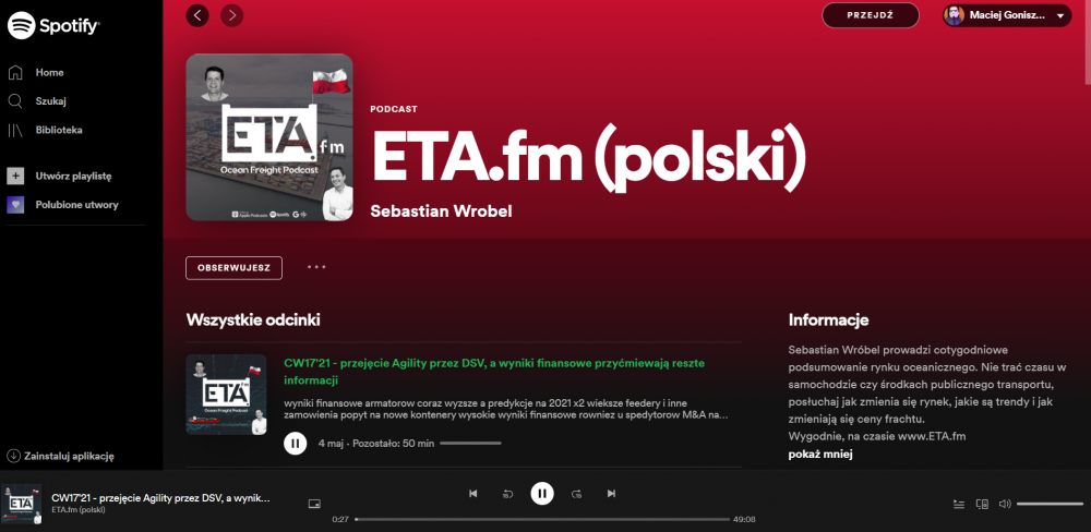 Strona ETA.fm na Spotify