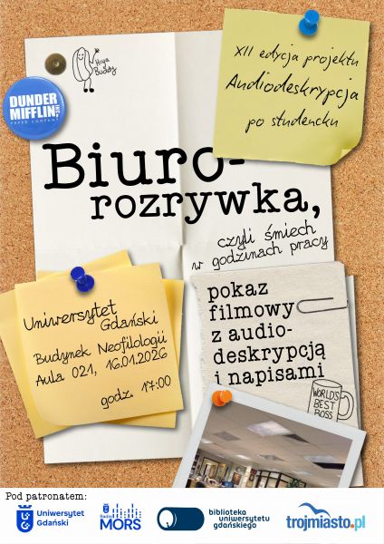 Baner reklamowy "Biuro - rozrywka, czyli śmiech w godzinach pracy"