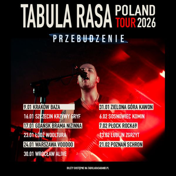 Plakat reklamowy trasy koncertowej "Przebudzenie" Zespołu Tabula Rasa