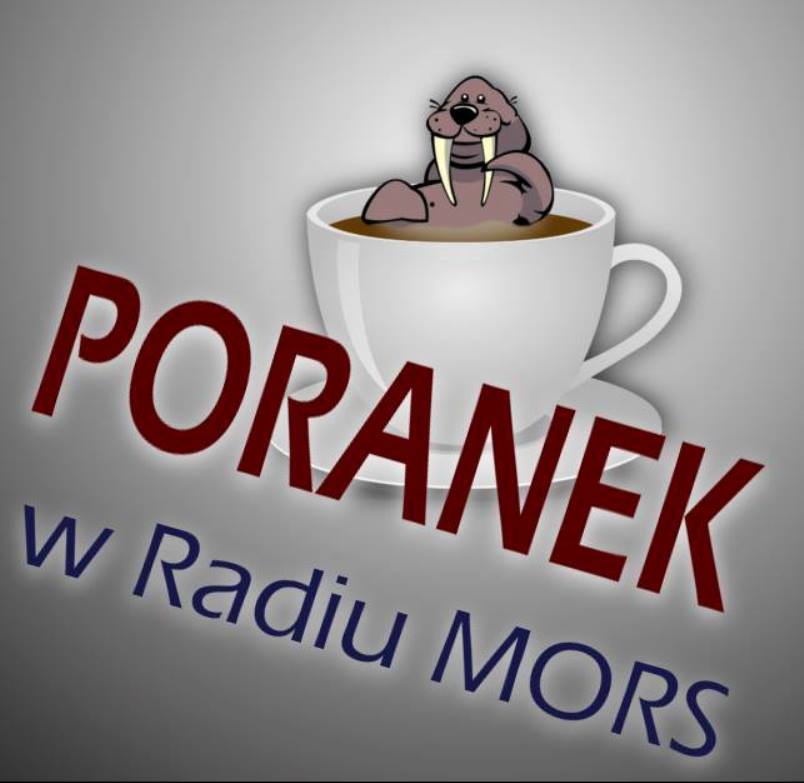 Logo Poranku w Radiu MORS - mors w filiżance kawy