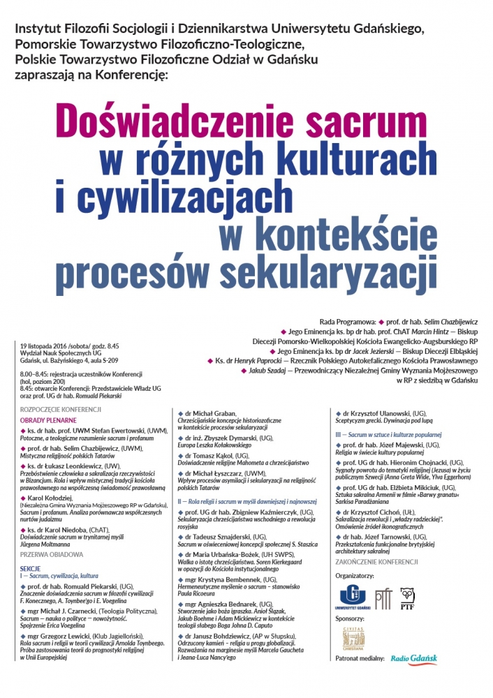 Plakat konferencji Doświadczenie Sacrum