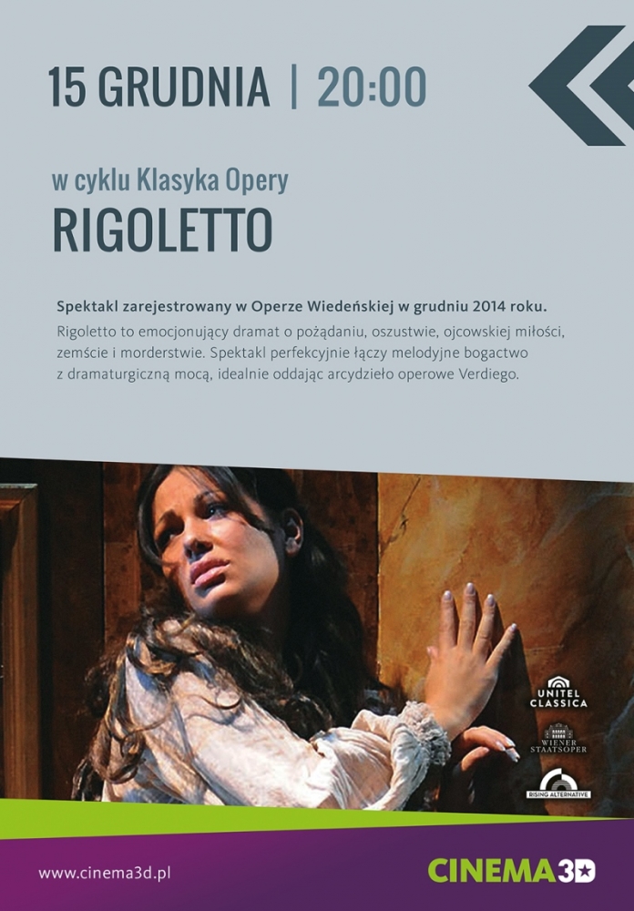 Plakat zapowiadający Rigoletto w Cinema3D