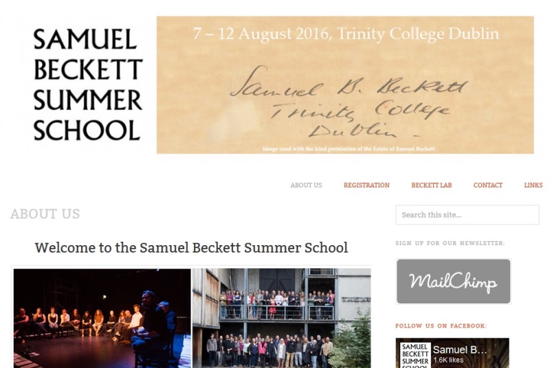 Fragment strony internetowej Samuel Beckett Summer School