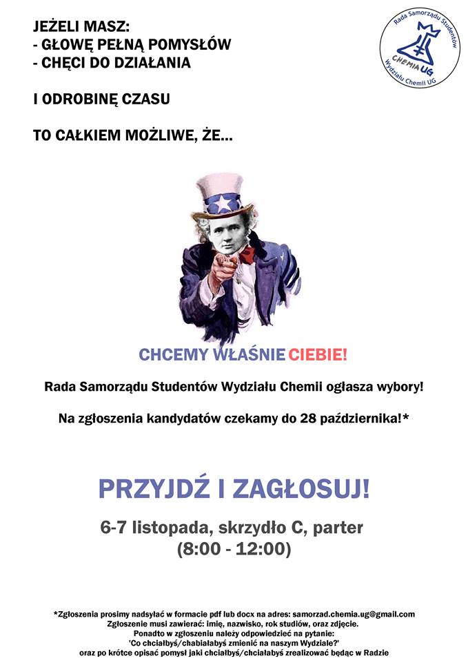 Plakat wyborów na Wydziale Chemii