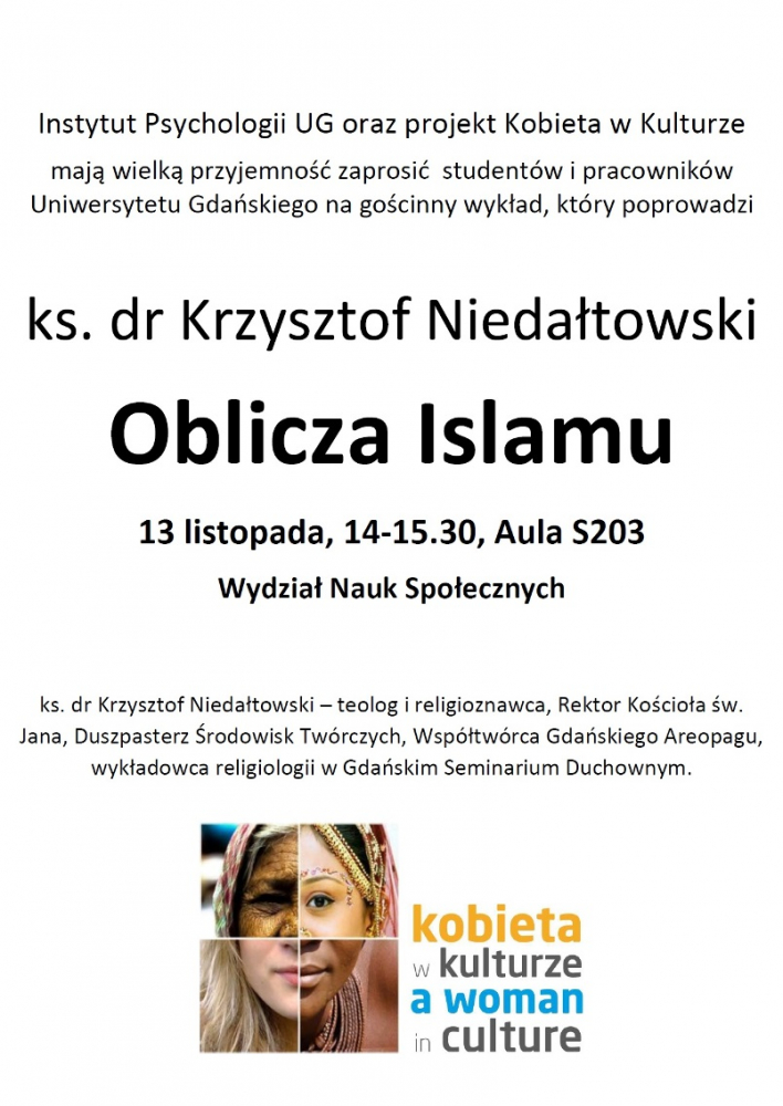 Plakat wykładu Oblicza Islamu