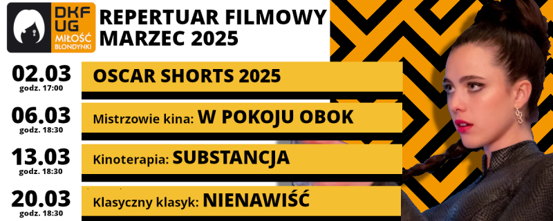 Sprawdź repertuar filmowy DKF UG na marzec 2025