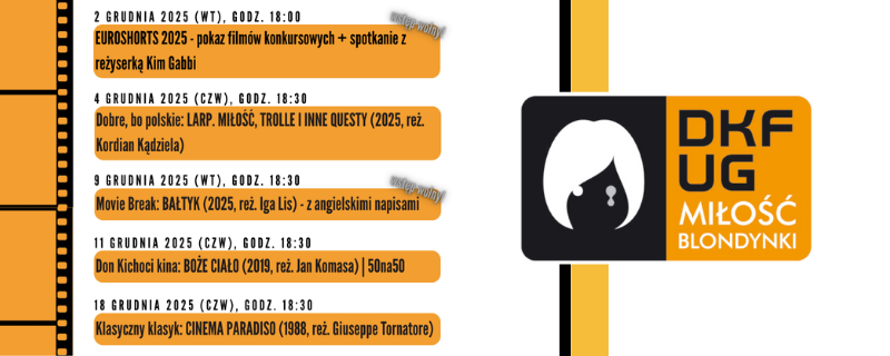 Sprawdź repertuar filmowy DKF UG na grudzień 2025