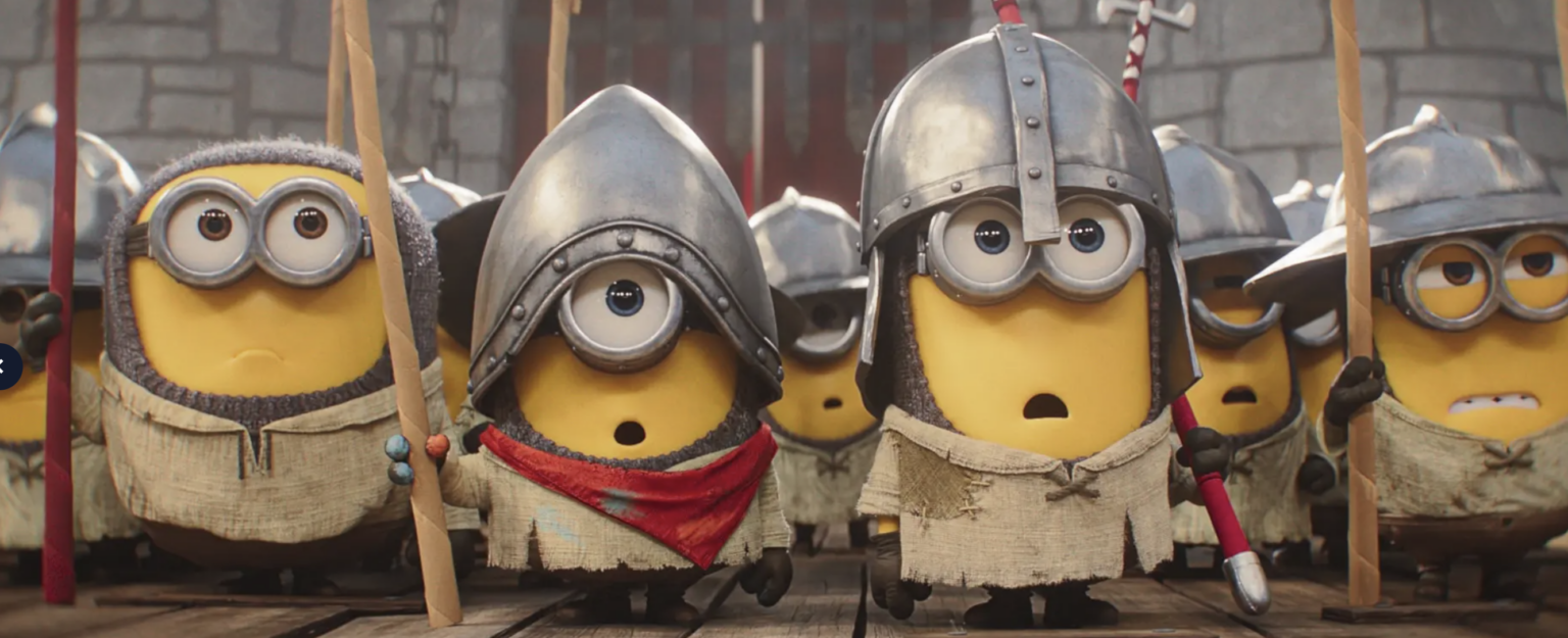 Minionki w strojach rycerzy. Kadr z filmu Minionki i straszydła.